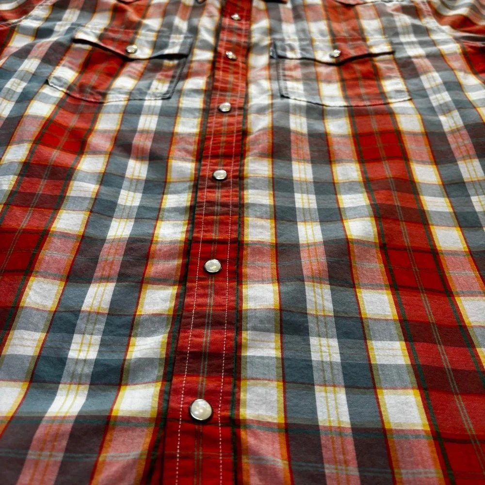 Levi's Pearl Snap Shirt Plaid Cotton Long Sleeve (C20)‎